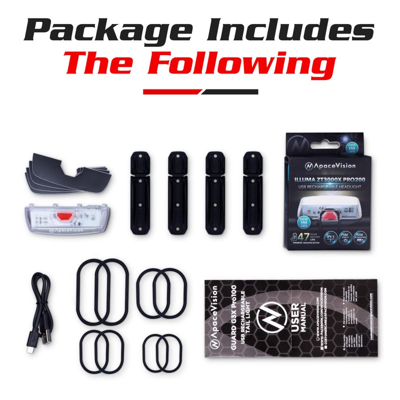 Apace Vision Bike Front Safety Light USB Rechargeable by Apace - Powerful LED Bicycle Headlight to Be Seen w/Bright 200 Lumens Output for Optimum Cycling Visibility - Image 3